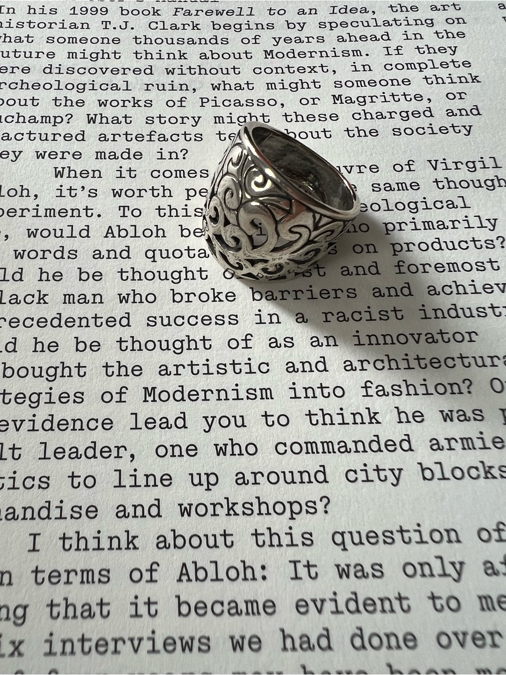 SHABLOOL • Floral Scroll Openwork 925 Sterling Silver Dome Ring